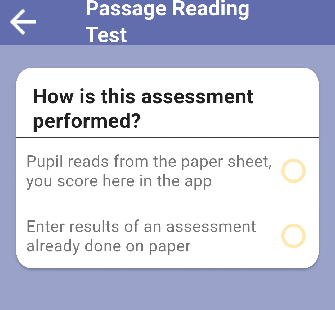 How is this assessment performed? with the paper sheet option and the option to enter results done on paper